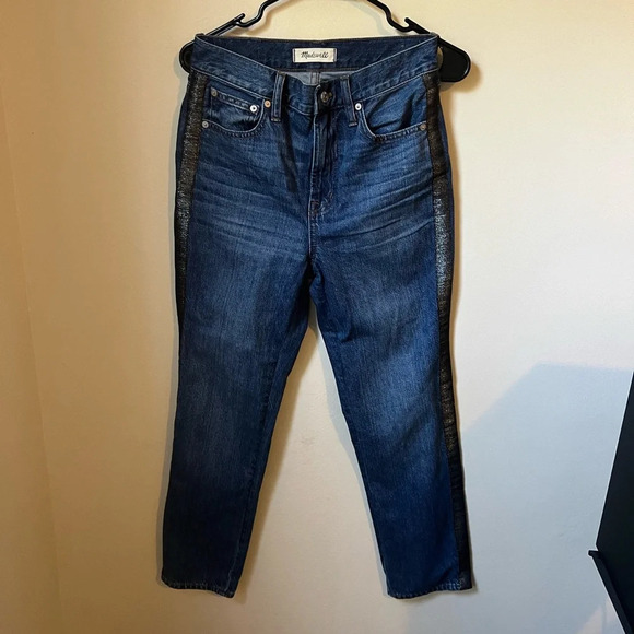 Madewell Perfect Vintage Metallic Tuxedo Stripe Jeans, size 26 - Picture 3 of 5